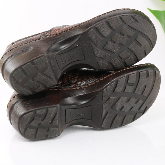 Born Womens Peggy Clog Size 8 Brown Black Leather Snakeskin Wedge Heel Shoe - Picture 9 of 12